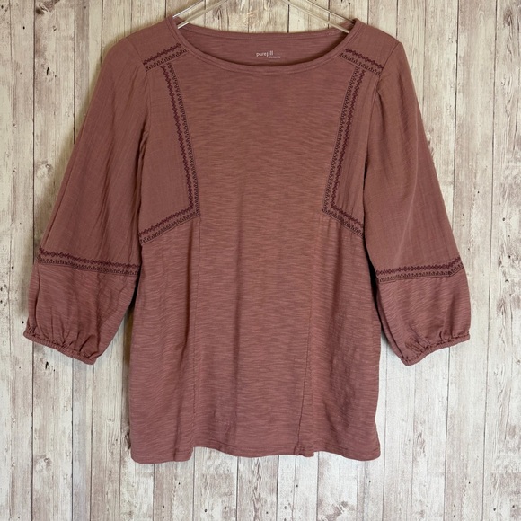 Pure Jill Elements J. Jill Mixed Media Embroidered Top - Picture 2 of 6